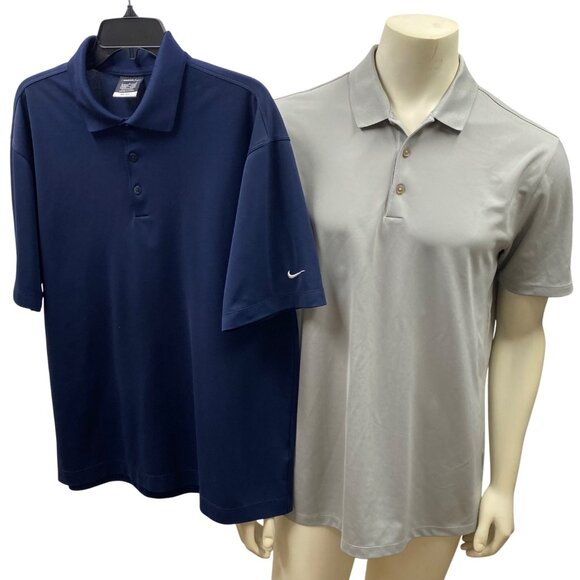 Nike Mens Dri-Fit Polo Shirt Gray Short Sleeve Performance Golf Top‎ Size L - Picture 10 of 16